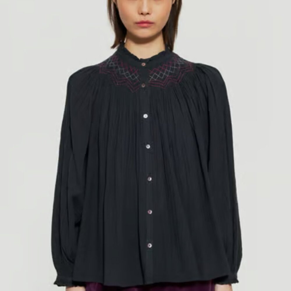 Antik Batik Daya smocked cotton-gauze blouse